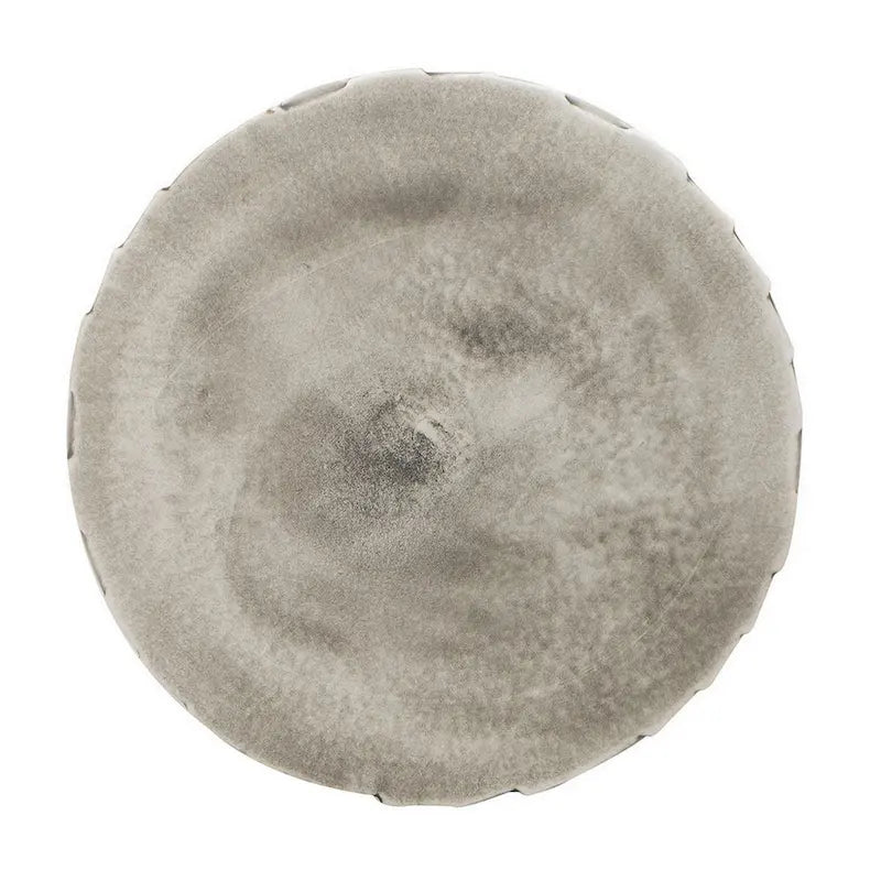 Tabouret de 45 cm, Céramique, Cylindrique, Géométrie Texturée, Extérieur, Gris
