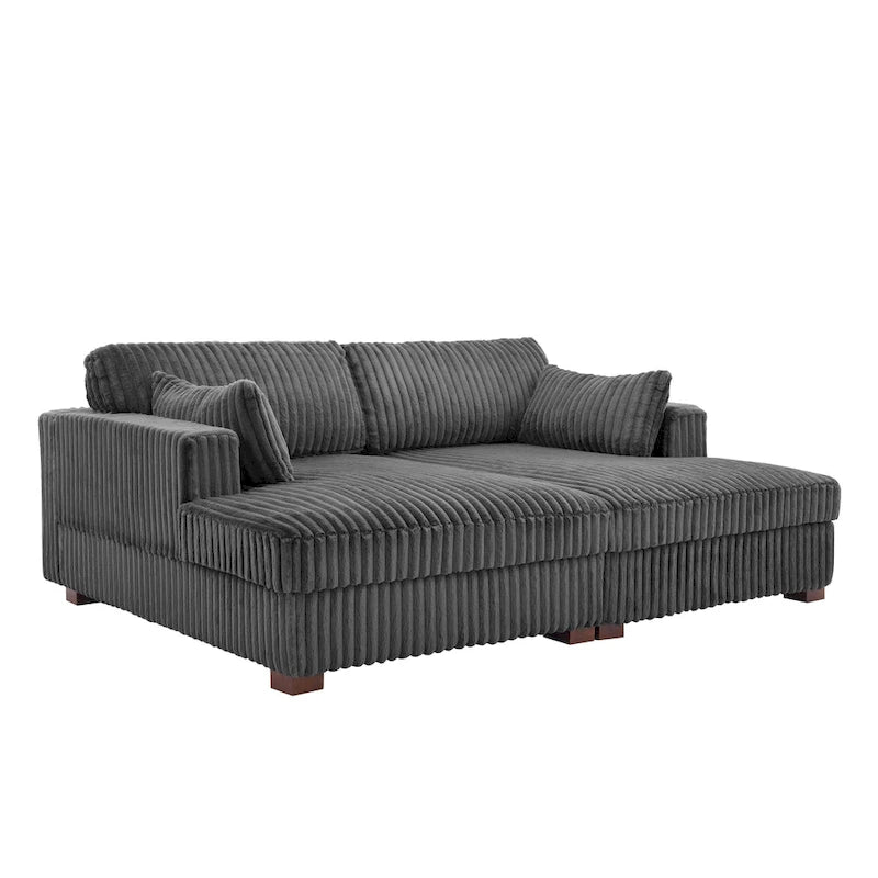 Canapé modulable avec méridienne en velours côtelé de 213 cm de large