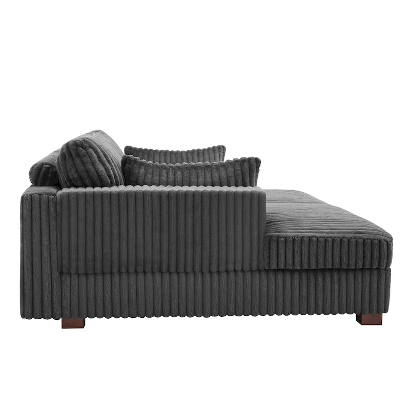Canapé modulable avec méridienne en velours côtelé de 213 cm de large