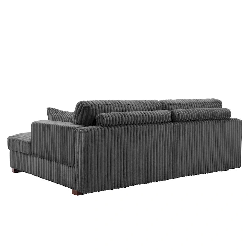 Canapé modulable avec méridienne en velours côtelé de 213 cm de large