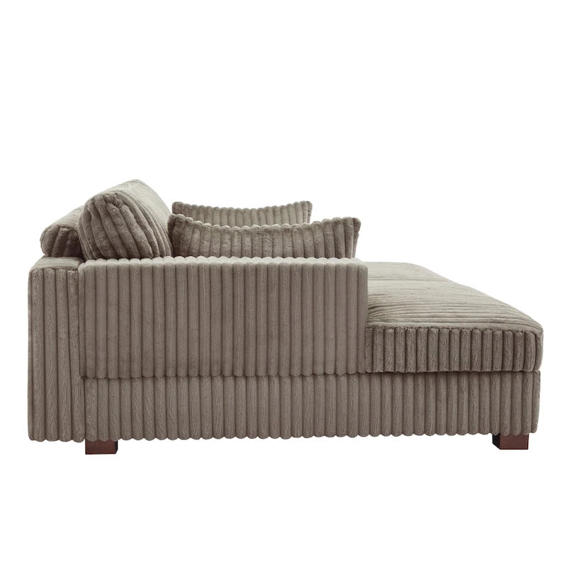 Canapé modulable avec méridienne en velours côtelé de 213 cm de large