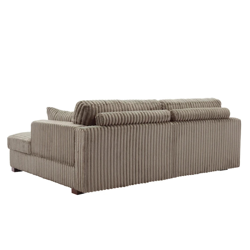 Canapé modulable avec méridienne en velours côtelé de 213 cm de large