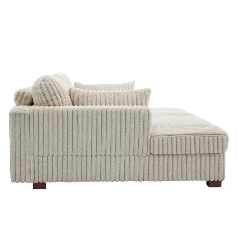 Canapé modulable avec méridienne en velours côtelé de 213 cm de large
