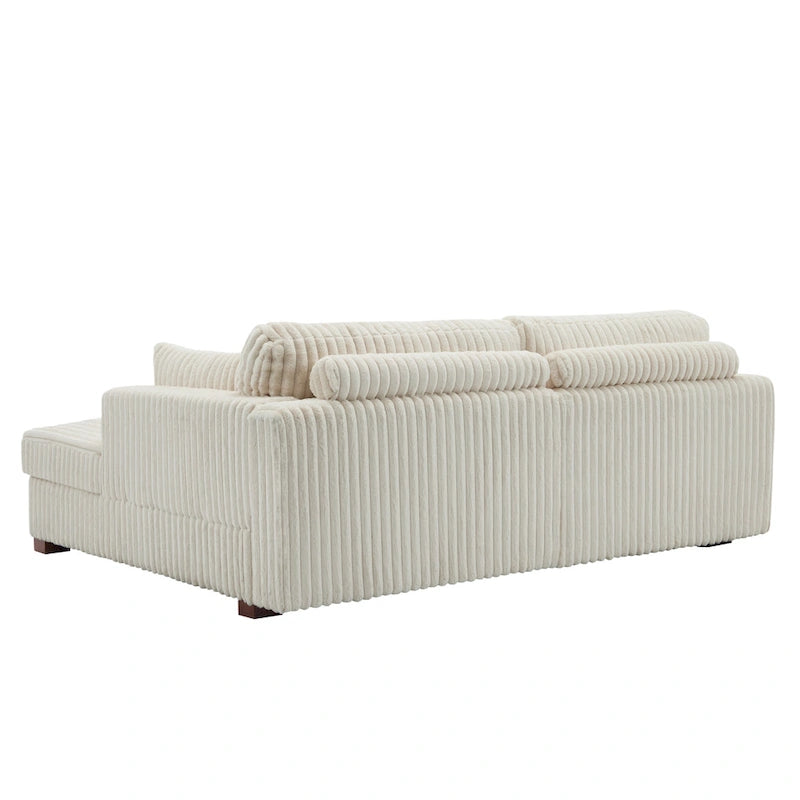 Canapé modulable avec méridienne en velours côtelé de 213 cm de large