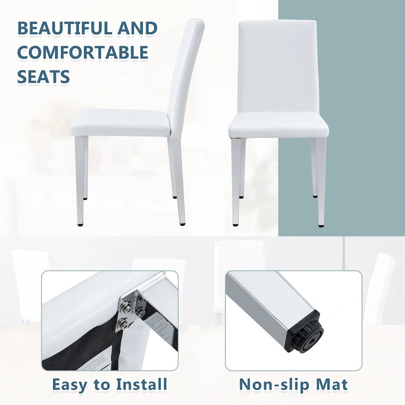Chaises de salle à manger modernes avec pieds en métal, Chaise d'appoint, Chaise de cuisine sans accoudoirs pour salle à manger