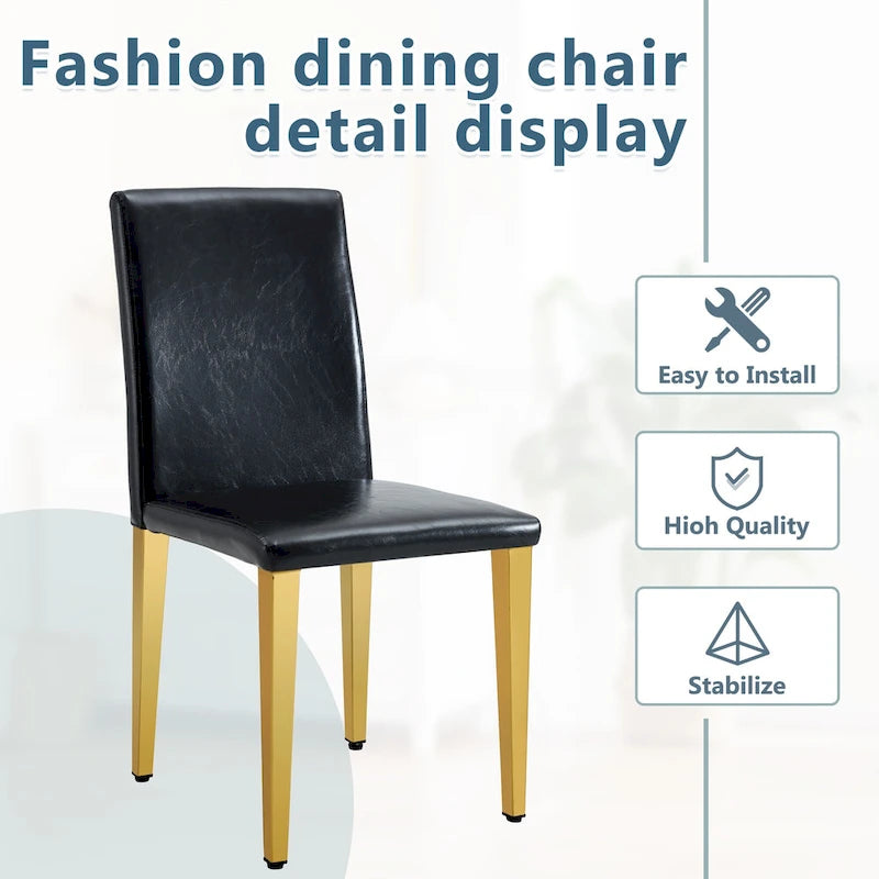 Chaises de salle à manger modernes avec pieds en métal, Chaise d'appoint, Chaise de cuisine sans accoudoirs pour salle à manger