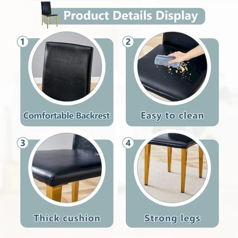 Chaises de salle à manger modernes avec pieds en métal, Chaise d'appoint, Chaise de cuisine sans accoudoirs pour salle à manger