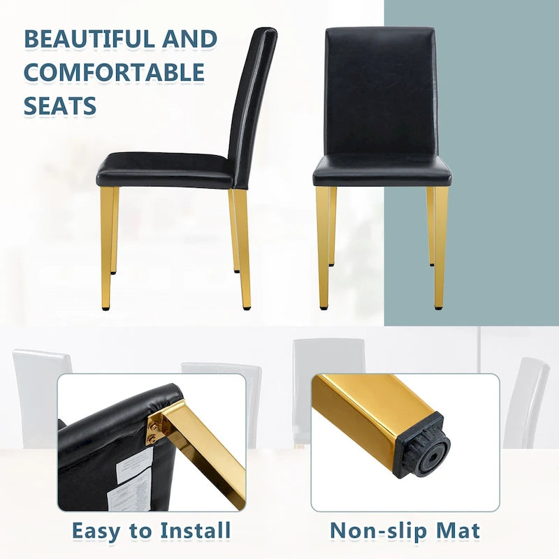 Chaises de salle à manger modernes avec pieds en métal, Chaise d'appoint, Chaise de cuisine sans accoudoirs pour salle à manger
