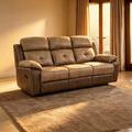 Canapé inclinable double de 84 pouces, en microfibre marron douce, cadre en bois massif.