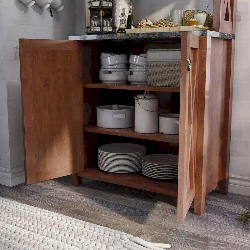Meuble de rangement multifonctionnel en noyer rustique