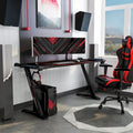 Bureau informatique moderne en acier noir de 67 pouces avec ports USB