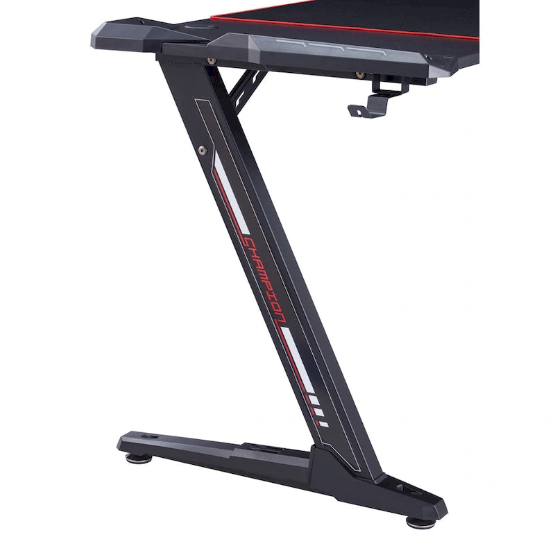 Bureau informatique moderne en acier noir de 67 pouces avec ports USB
