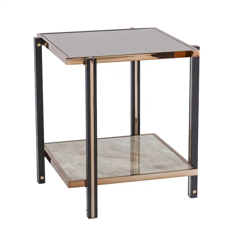 Table d'appoint en métal couleur champagne