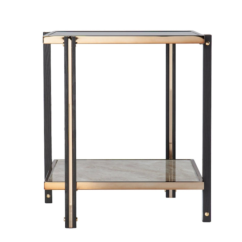 Table d'appoint en métal couleur champagne