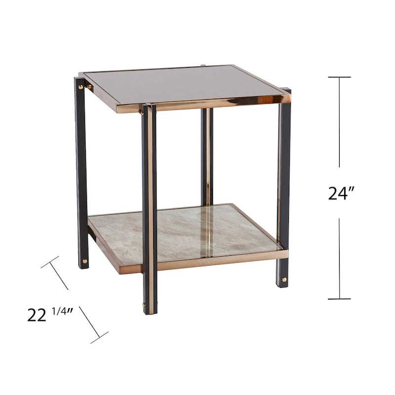 Table d'appoint en métal couleur champagne