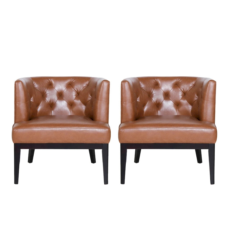 Fauteuils rembourrés avec revêtement en tissu ou en cuir artificiel (deux chaises par lot).