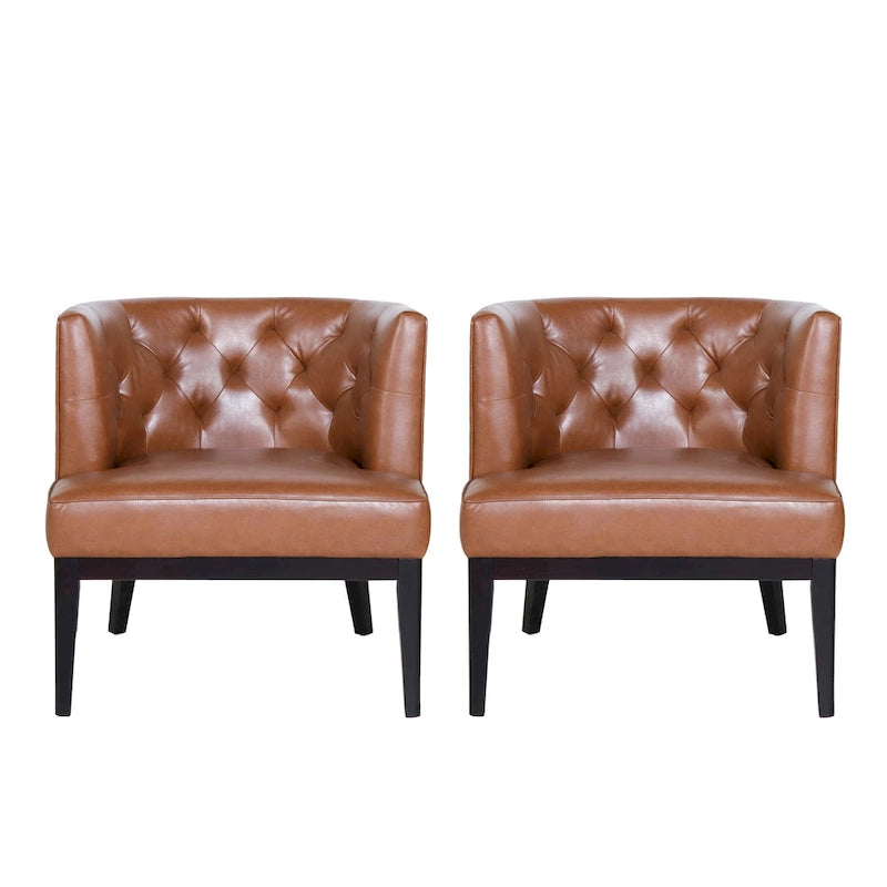 Fauteuils rembourrés avec revêtement en tissu ou en cuir artificiel (deux chaises par lot).