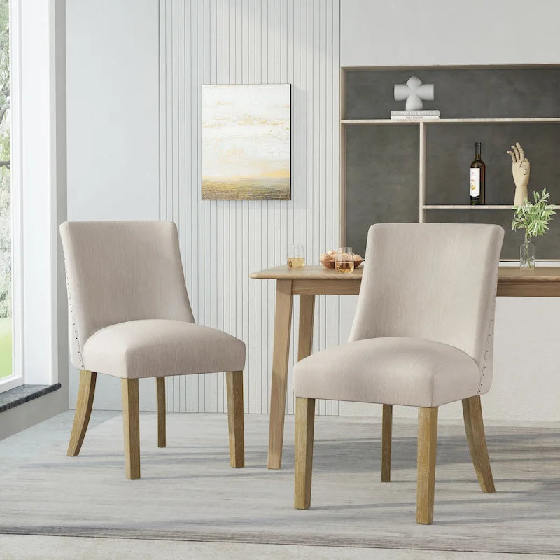 Chaises de salle à manger en tissu (deux chaises par ensemble).