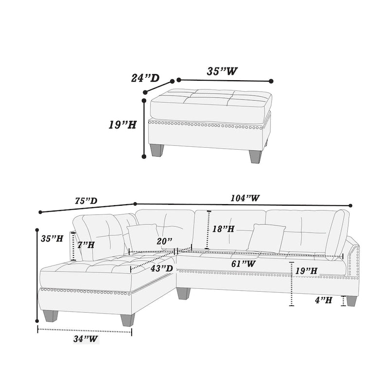 Ensemble de trois coussins réversibles pour chaise longue et canapé