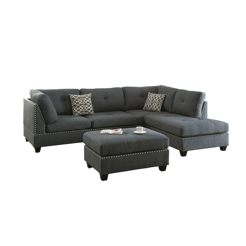 Ensemble de trois coussins réversibles pour chaise longue et canapé
