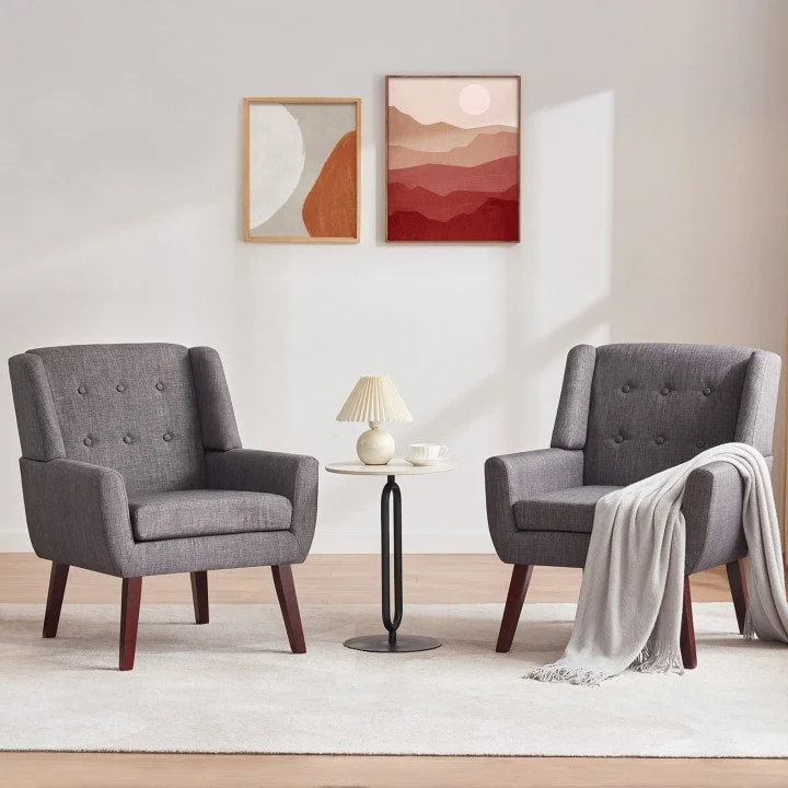 Ensemble de deux fauteuils capitonnés modernes