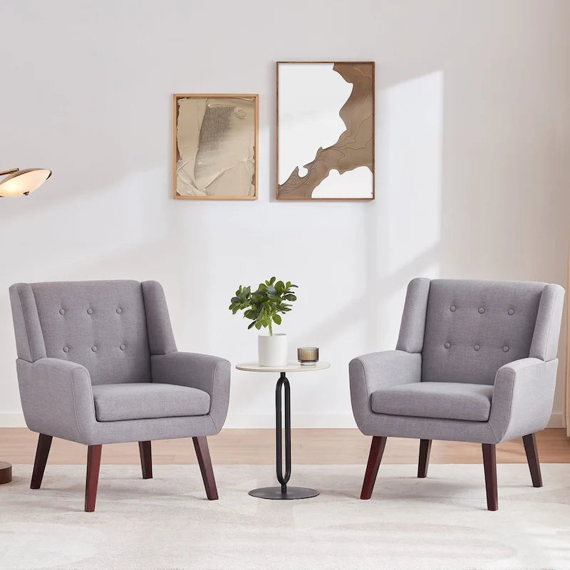 Ensemble de deux fauteuils capitonnés modernes