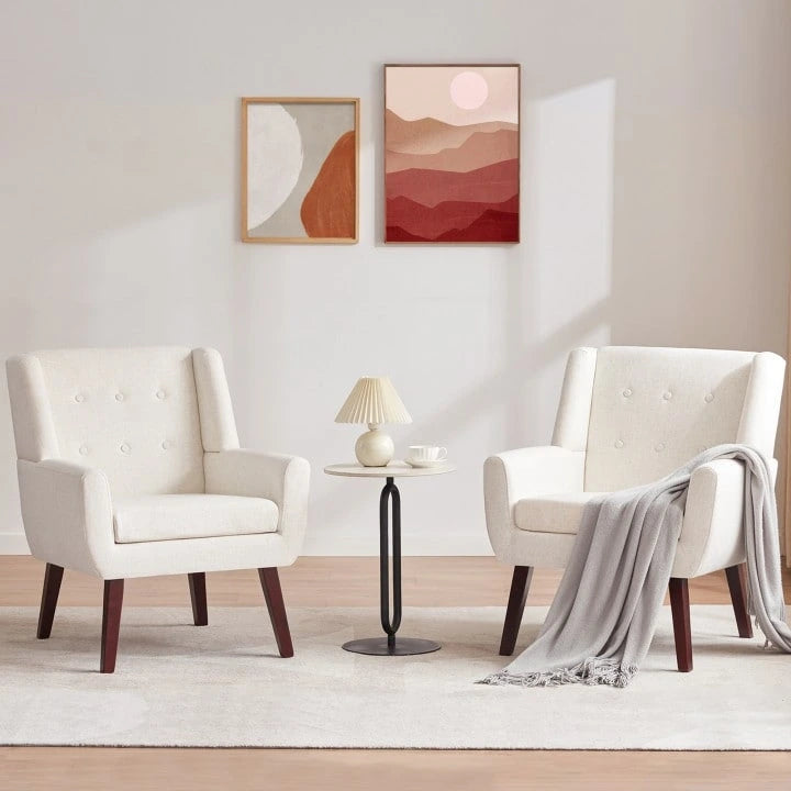 Ensemble de deux fauteuils capitonnés modernes