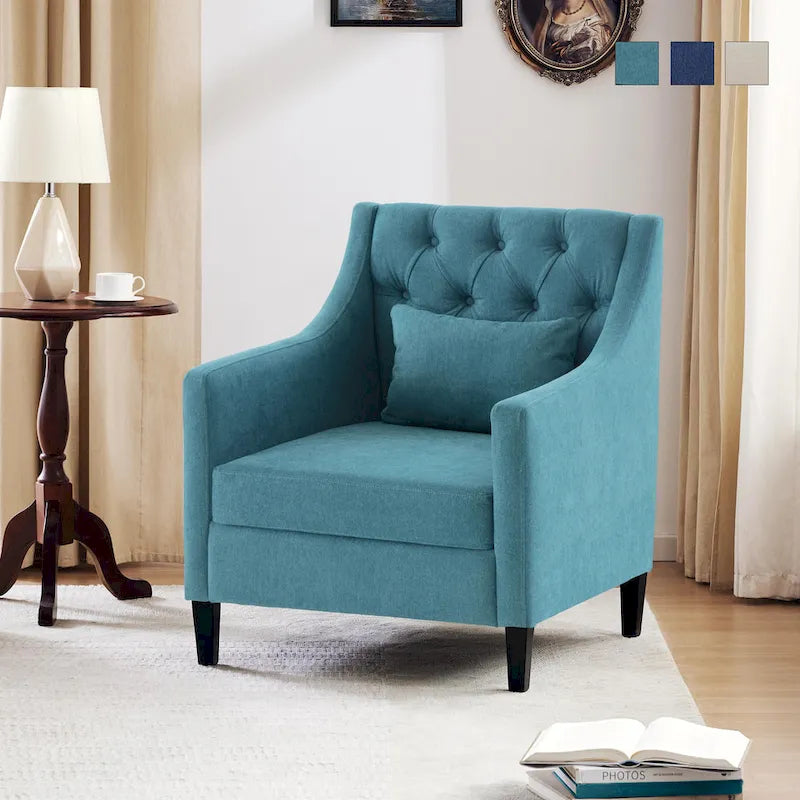 Fauteuil Comfort Club avec dossier (beige/bleu-vert foncé/bleu)