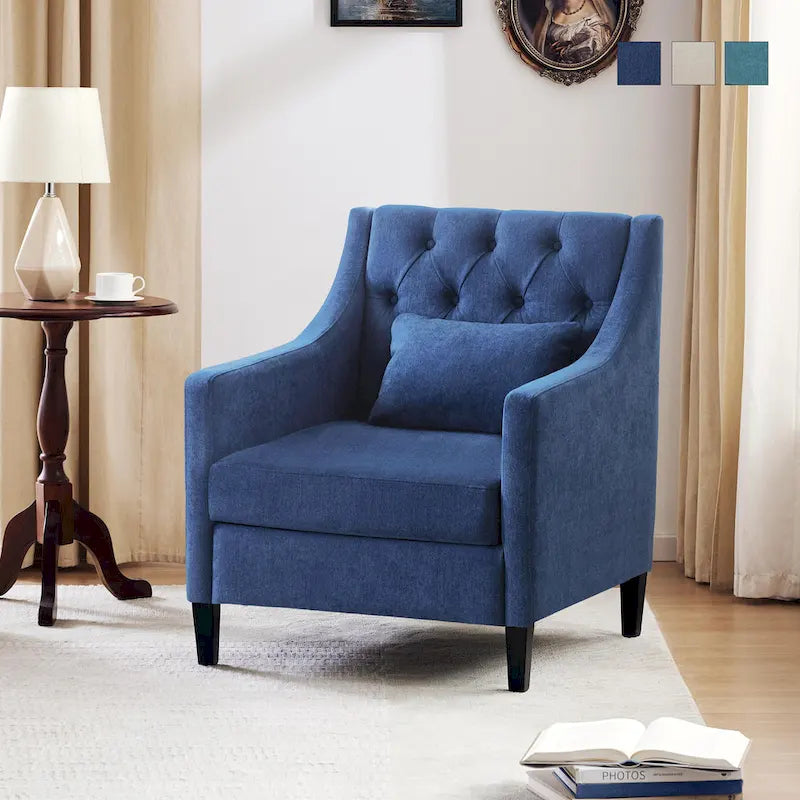 Fauteuil Comfort Club avec dossier (beige/bleu-vert foncé/bleu)