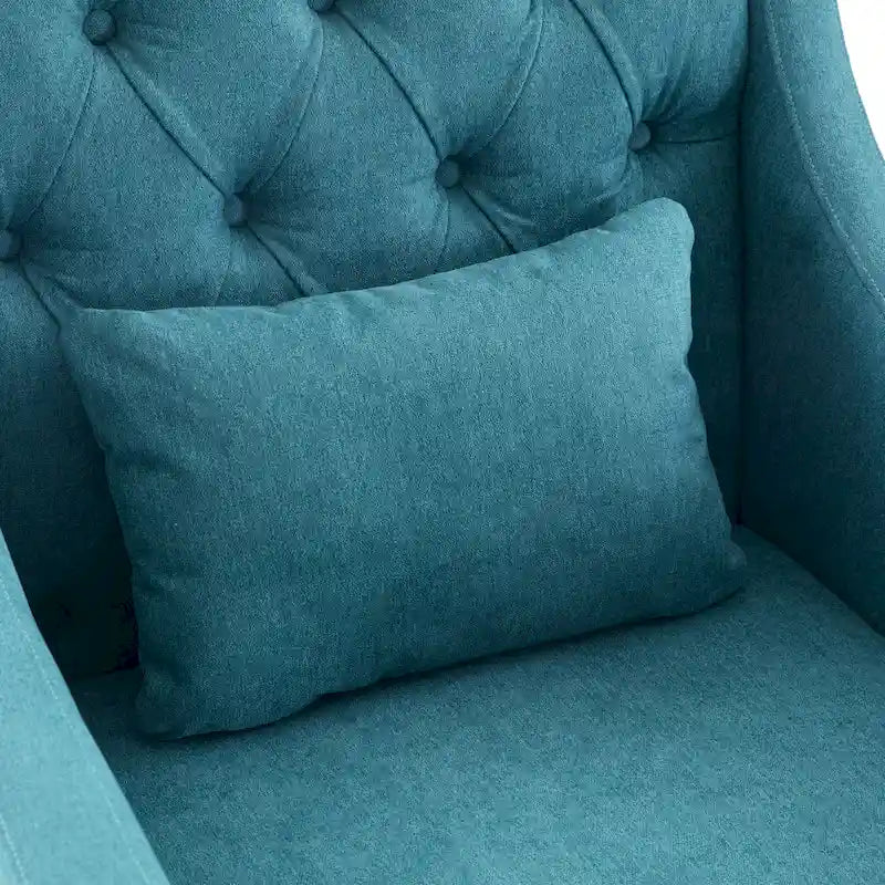 Fauteuil Comfort Club avec dossier (beige/bleu-vert foncé/bleu)