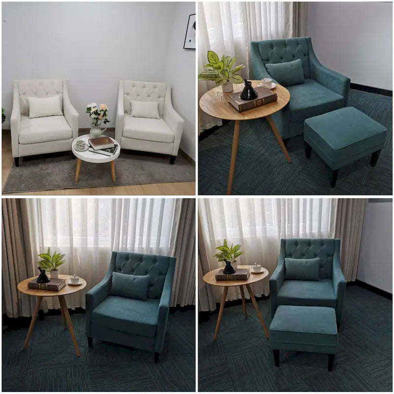 Fauteuil Comfort Club avec dossier (beige/bleu-vert foncé/bleu)