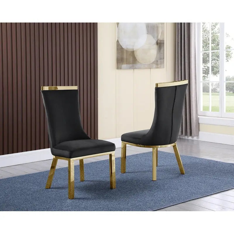 Chaises de salle à manger en acier inoxydable doré de la meilleure qualité (lot de 2)