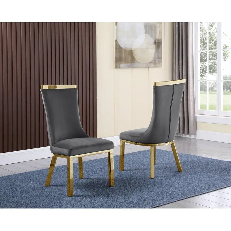 Chaises de salle à manger en acier inoxydable doré de la meilleure qualité (lot de 2)