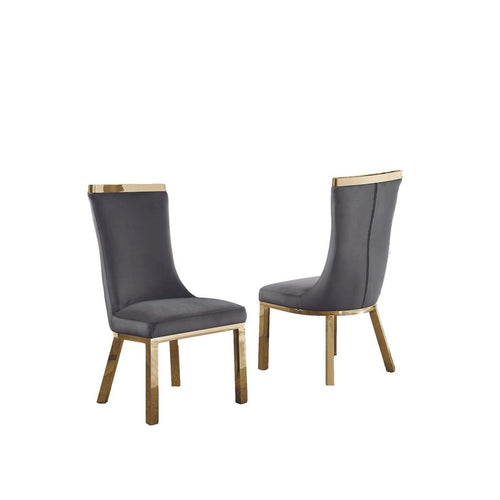 Chaises de salle à manger en acier inoxydable doré de la meilleure qualité (lot de 2)