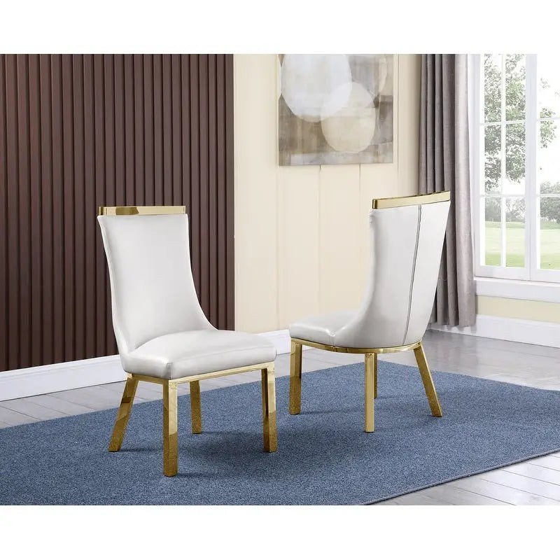 Chaises de salle à manger en acier inoxydable doré de la meilleure qualité (lot de 2)
