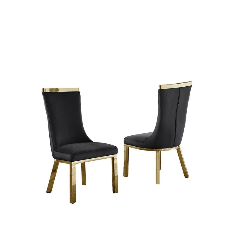 Chaises de salle à manger en acier inoxydable doré de la meilleure qualité (lot de 2)