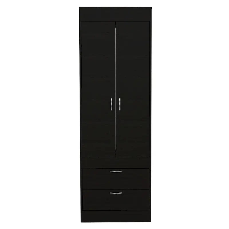 Penderie, deux portes, 2 tiroirs, avec tringle à vêtements