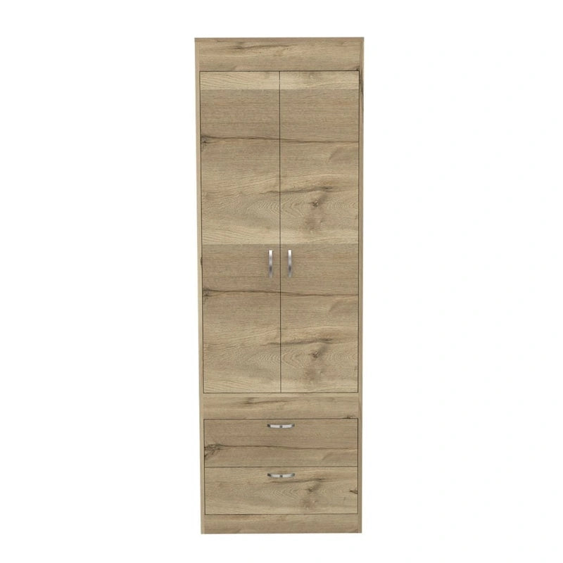 Penderie, deux portes, 2 tiroirs, avec tringle à vêtements