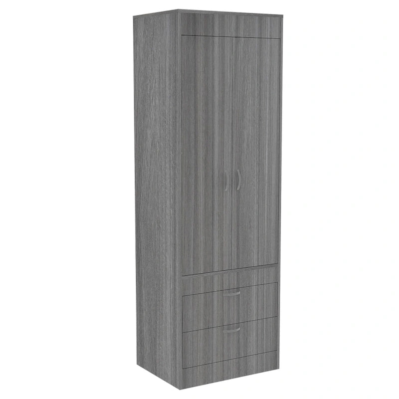 Penderie, deux portes, 2 tiroirs, avec tringle à vêtements