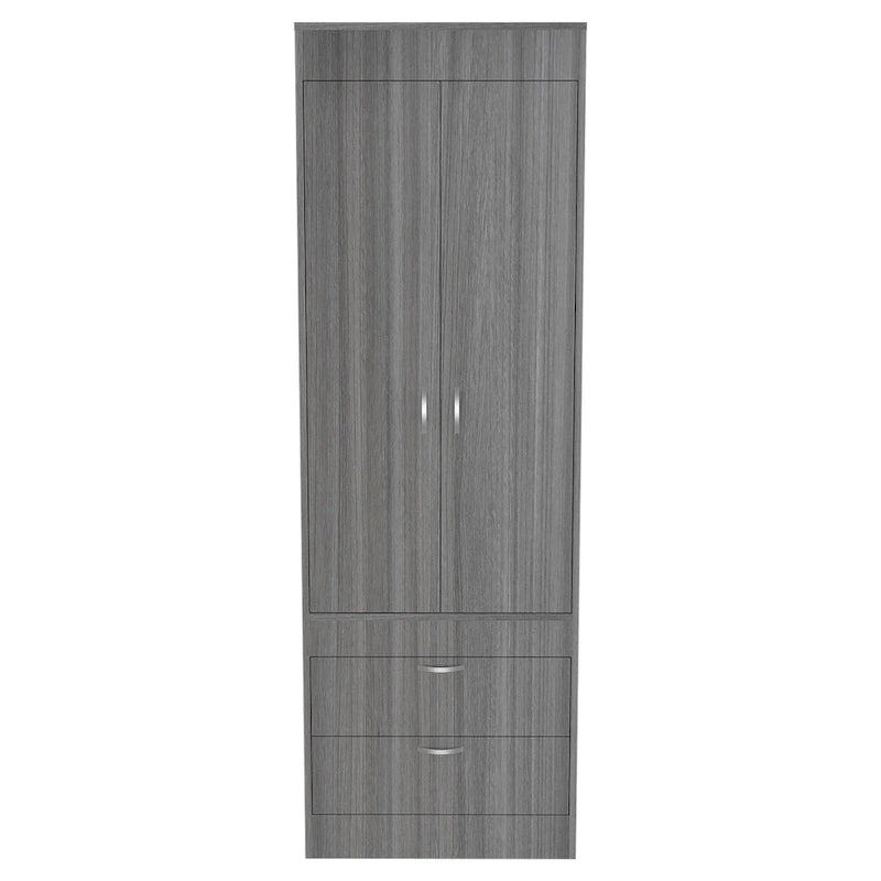 Penderie, deux portes, 2 tiroirs, avec tringle à vêtements