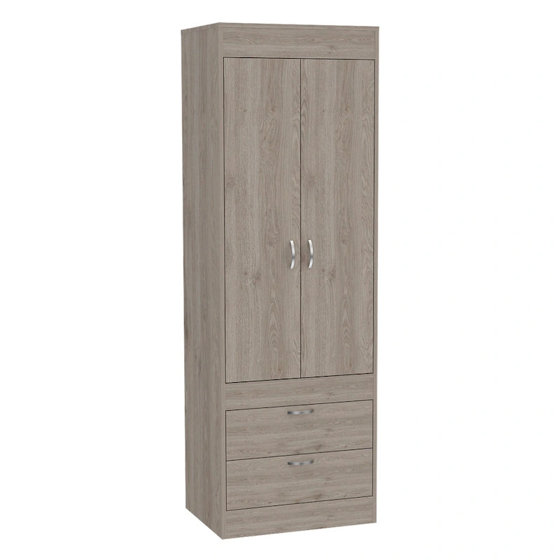 Penderie, deux portes, 2 tiroirs, avec tringle à vêtements