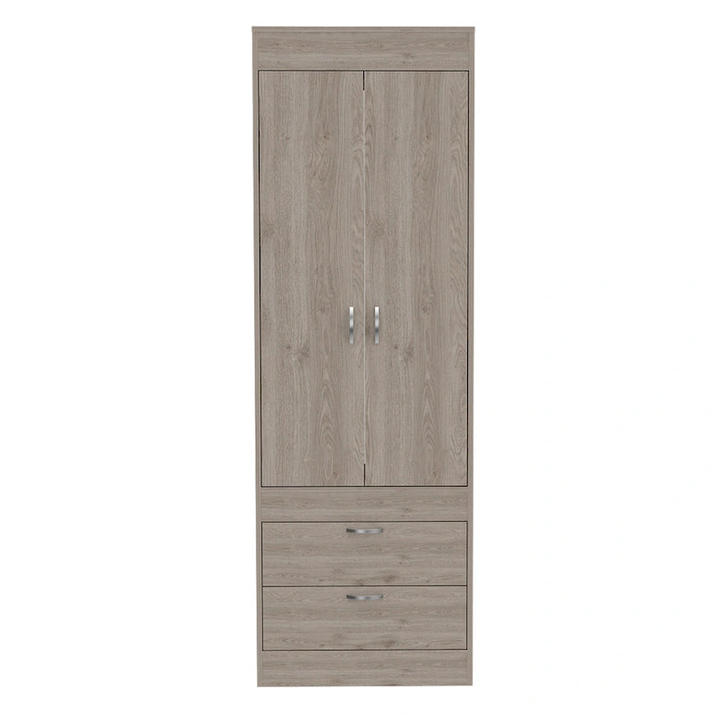 Penderie, deux portes, 2 tiroirs, avec tringle à vêtements
