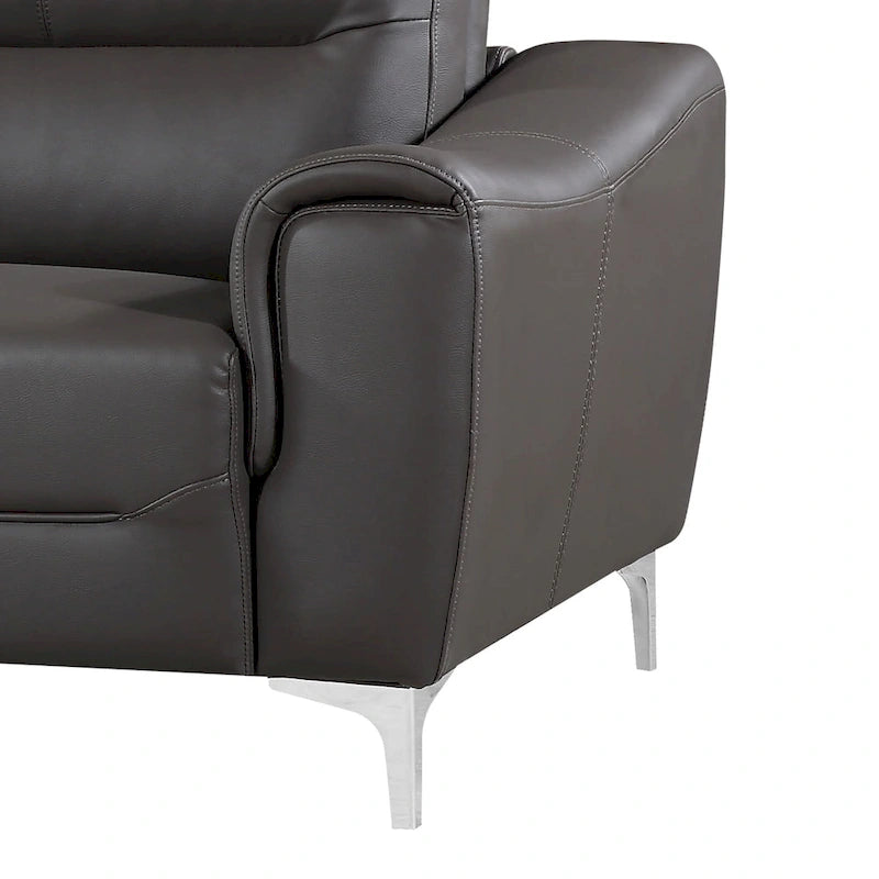 Ensemble de mobilier de salon deux pièces en cuir gel gris