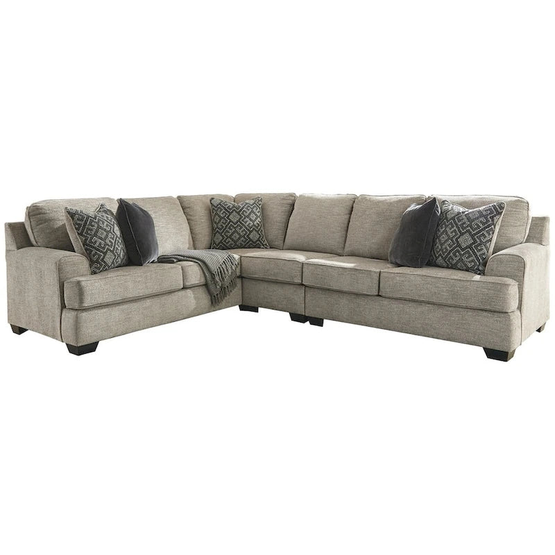 Ensemble de canapé trois places beige et gris