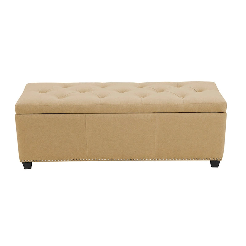 Pouf de rangement à couvercle rabattable en tissu