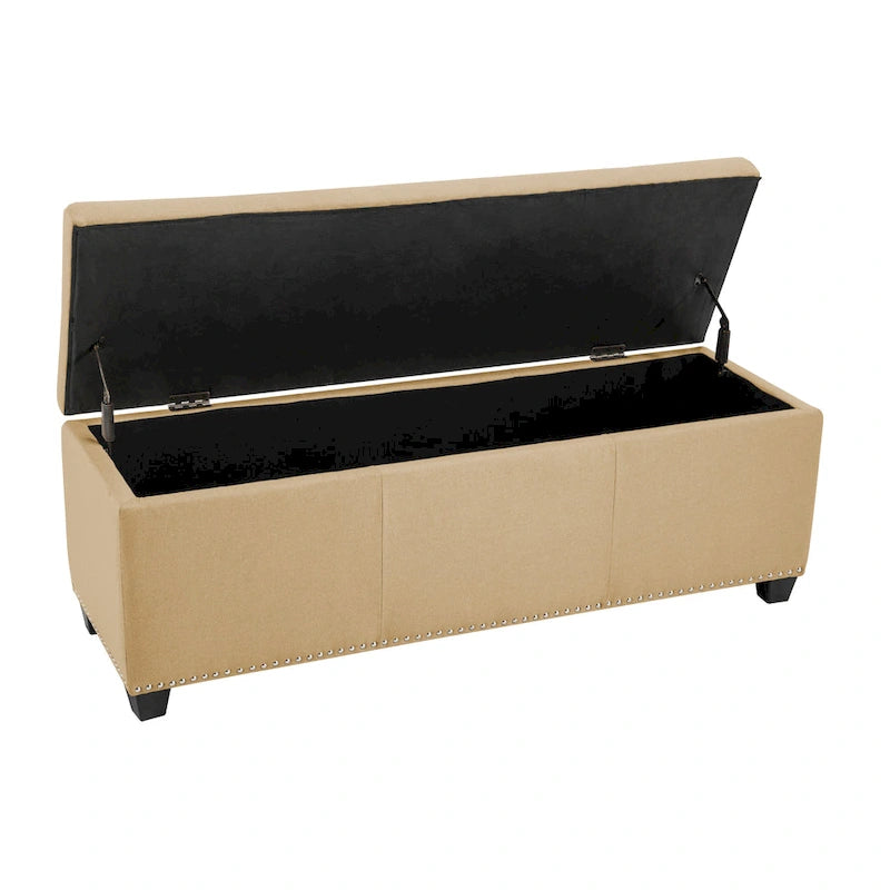 Pouf de rangement à couvercle rabattable en tissu