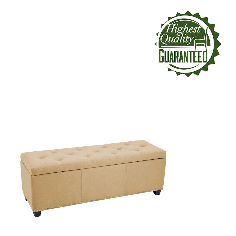 Pouf de rangement à couvercle rabattable en tissu