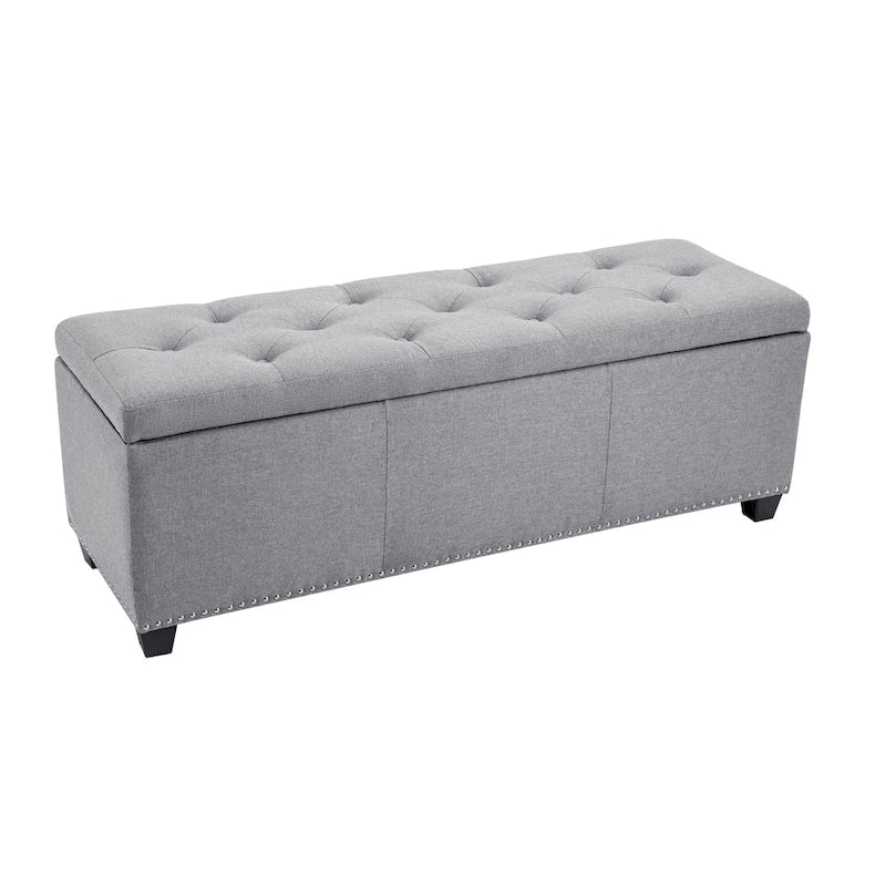 Pouf de rangement à couvercle rabattable en tissu