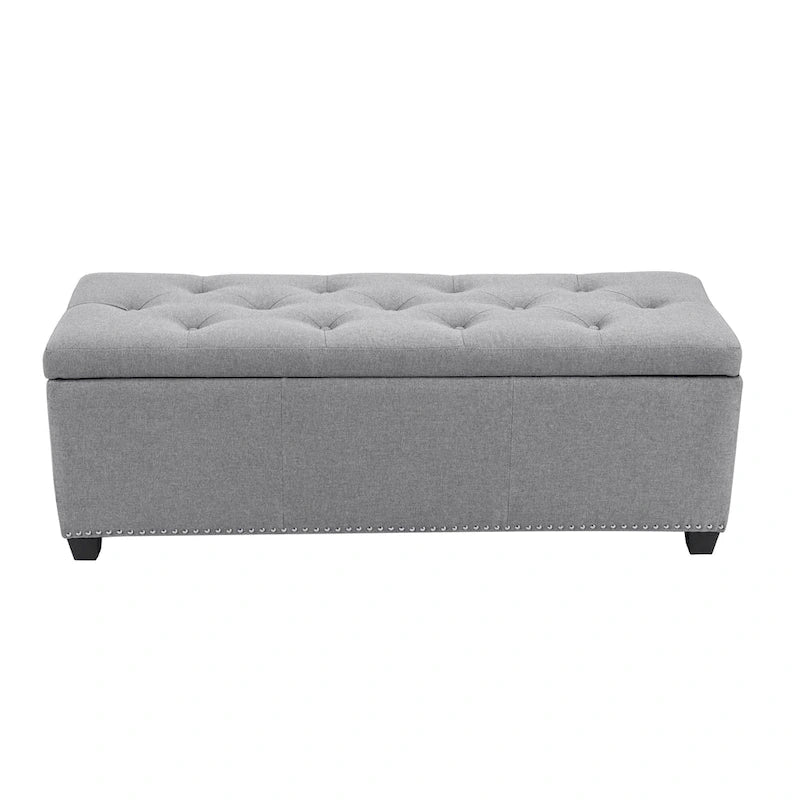 Pouf de rangement à couvercle rabattable en tissu