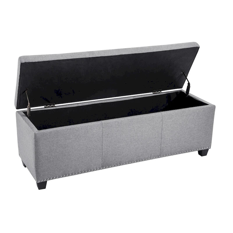 Pouf de rangement à couvercle rabattable en tissu